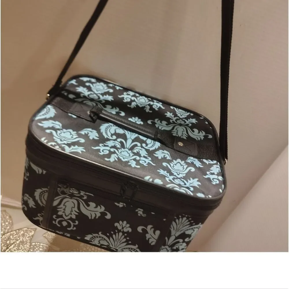 Elegant Black and Blue Patterned Women's Bag 10 X 7 X 9
